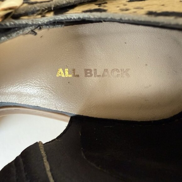 ALL BLACK Women's 38 7/7.5 Ox II Suede Slip On Flatform Paint Splatter Sandals - Picture 4 of 16